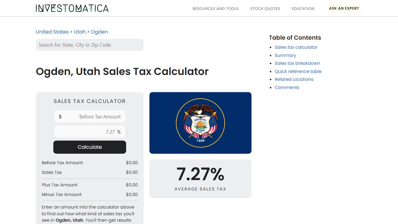 Ogden, Utah Sales Tax Calculator (2022) - Investomatica